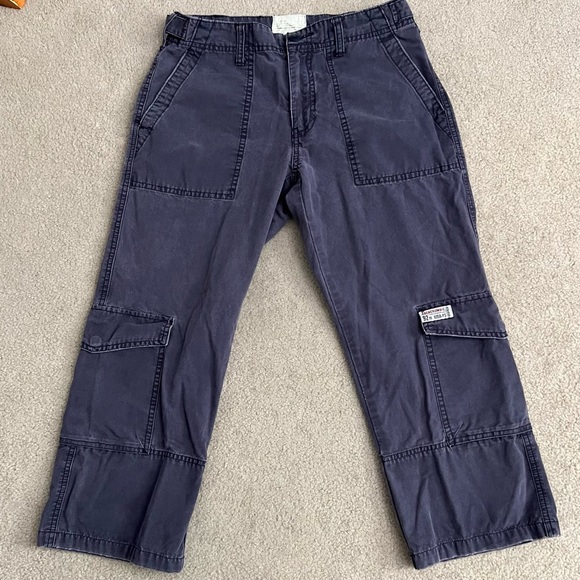 Vintage 90s Abercrombie & Fitch Paratroop Issue A92 Navy Blue Cargo Crop Pants - Picture 2 of 10
